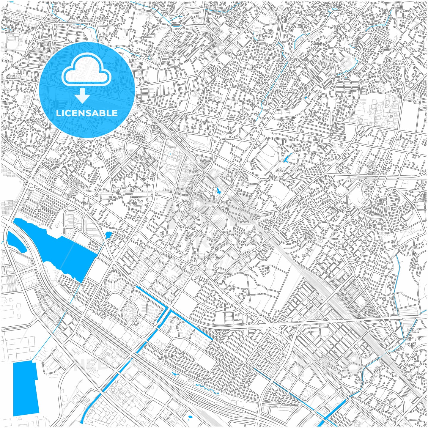 Narashino, Chiba, Japan, city map with high quality roads.