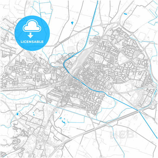 Narbonne, Aude, France, city map with high quality roads.