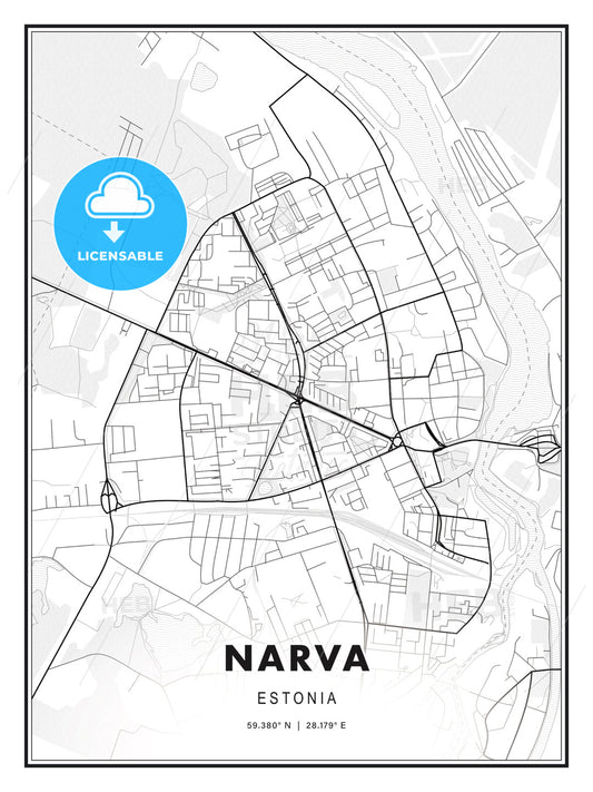 Narva, Estonia, Modern Print Template in Various Formats - HEBSTREITS Sketches