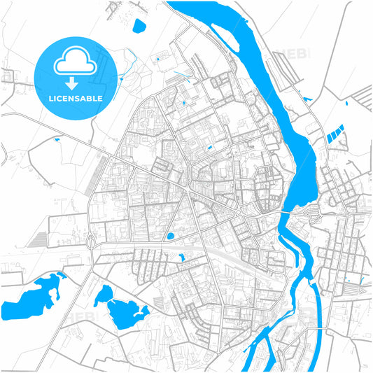 Narva, Ida-Viru, Estonia, city map with high quality roads.