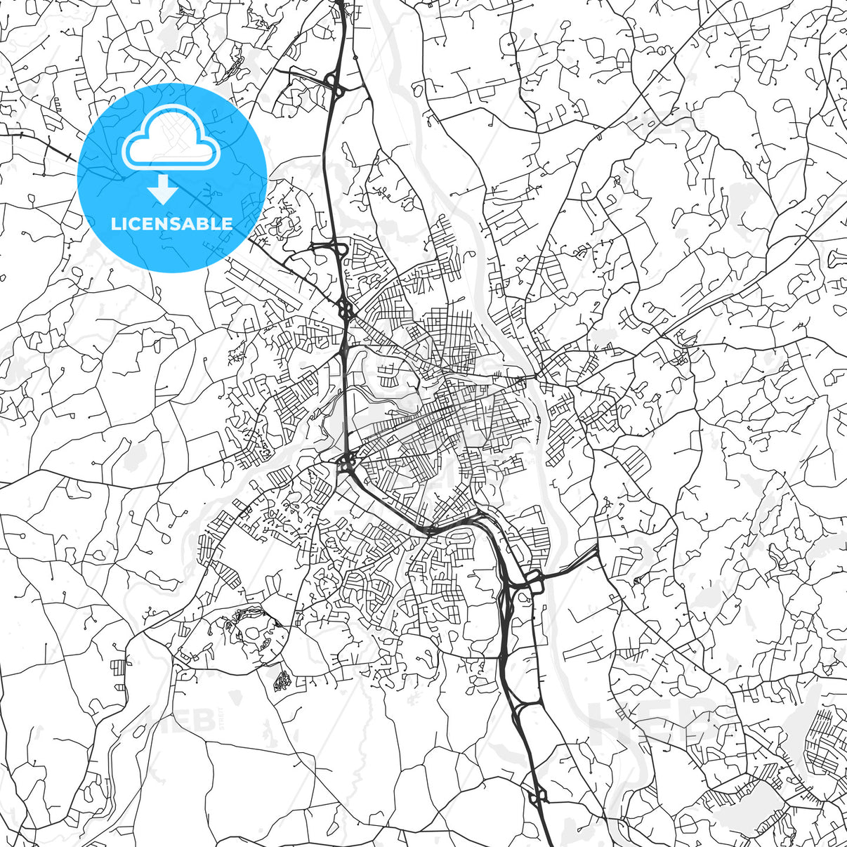 Nashua, New Hampshire Area Map Light HEBSTREITS