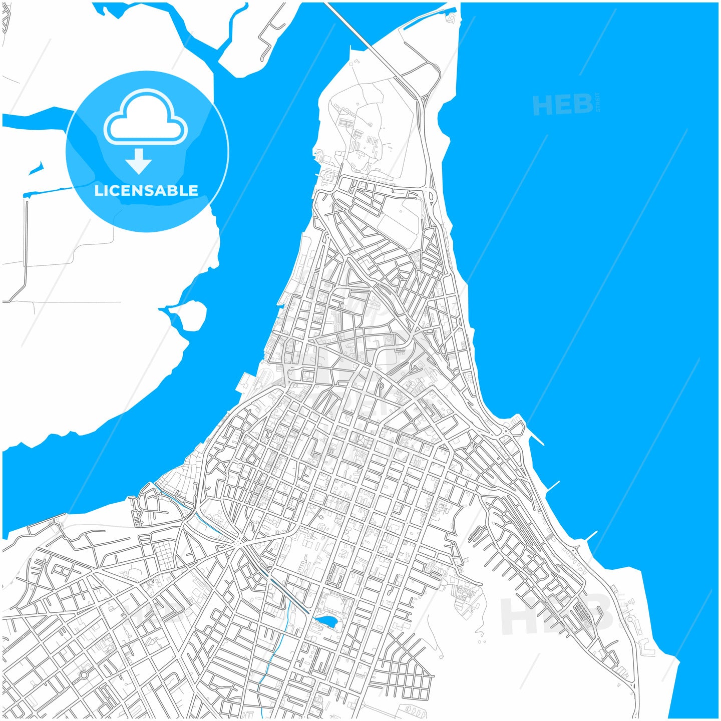 Natal, Brazil, city map with high quality roads.