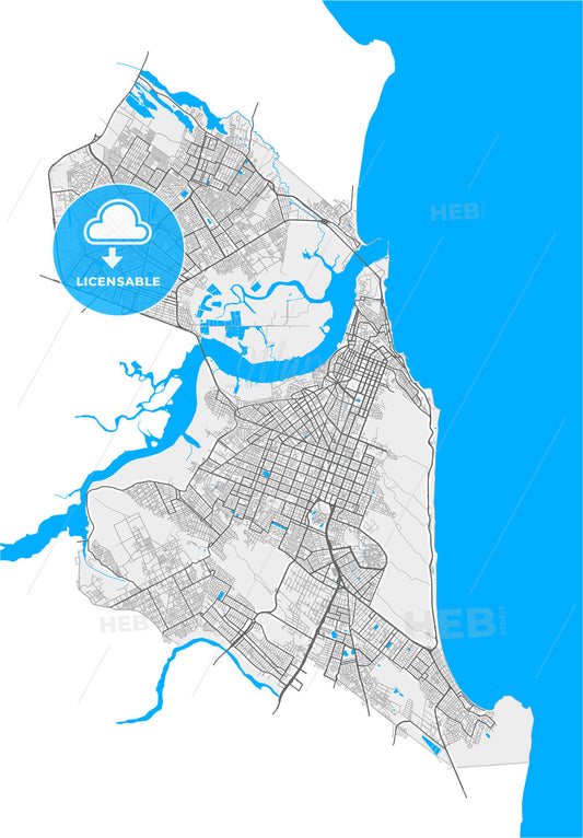 Natal, Brazil, high quality vector map