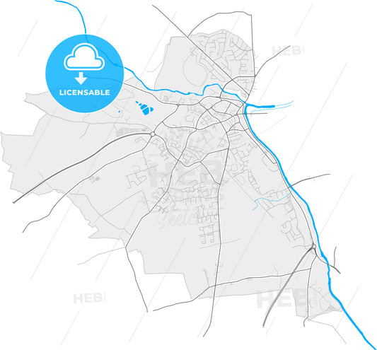 Navan, County Meath, Ireland, high quality vector map