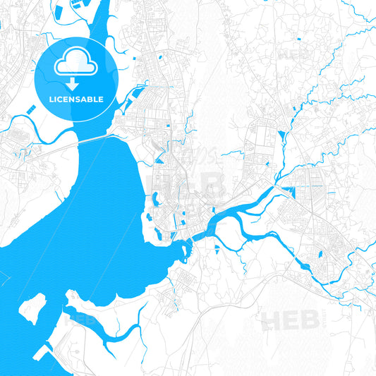 Navi Mumbai, India PDF vector map with water in focus