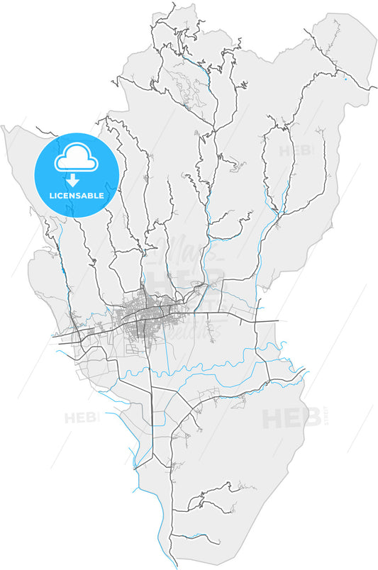 Nazilli, Aydın, Turkey, high quality vector map