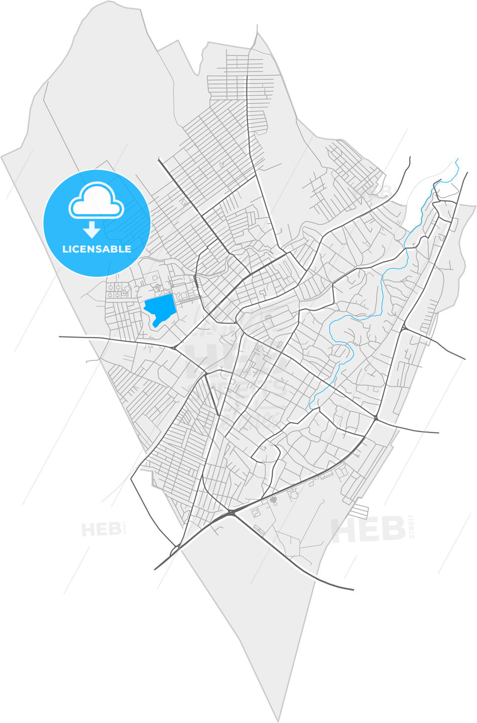 Nazran, Republic of Ingushetia, Russia, high quality vector map