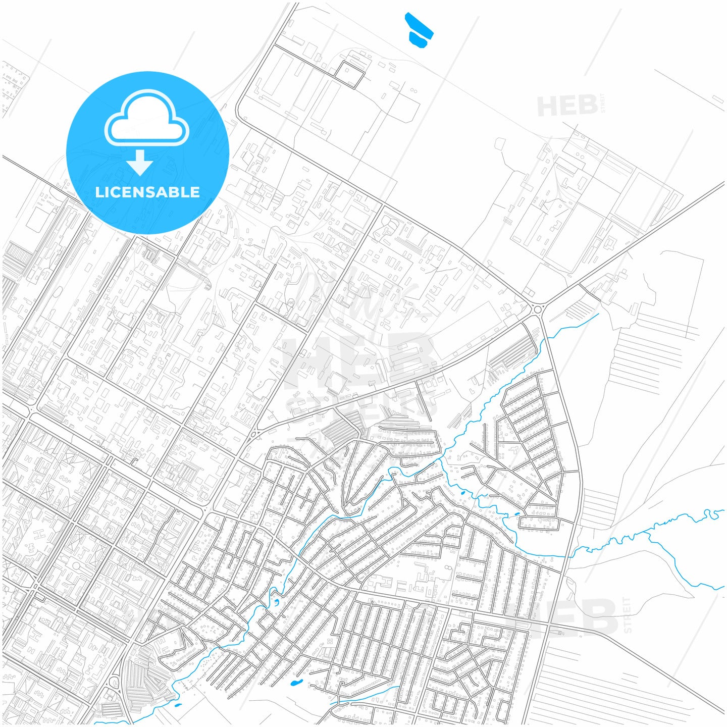 Neftekamsk, Republic of Bashkortostan, Russia, city map with high quality roads.