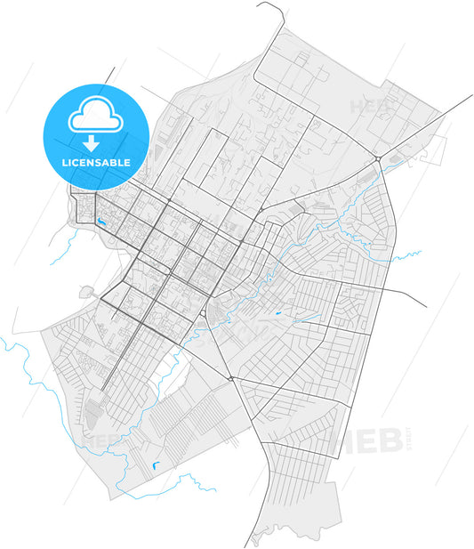 Neftekamsk, Republic of Bashkortostan, Russia, high quality vector map