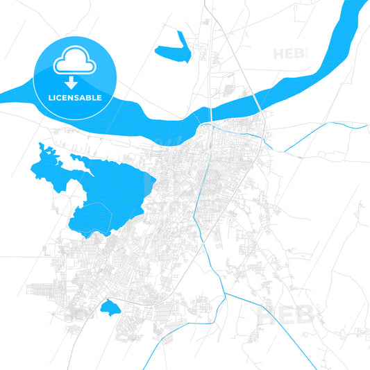 Nellore, India PDF vector map with water in focus
