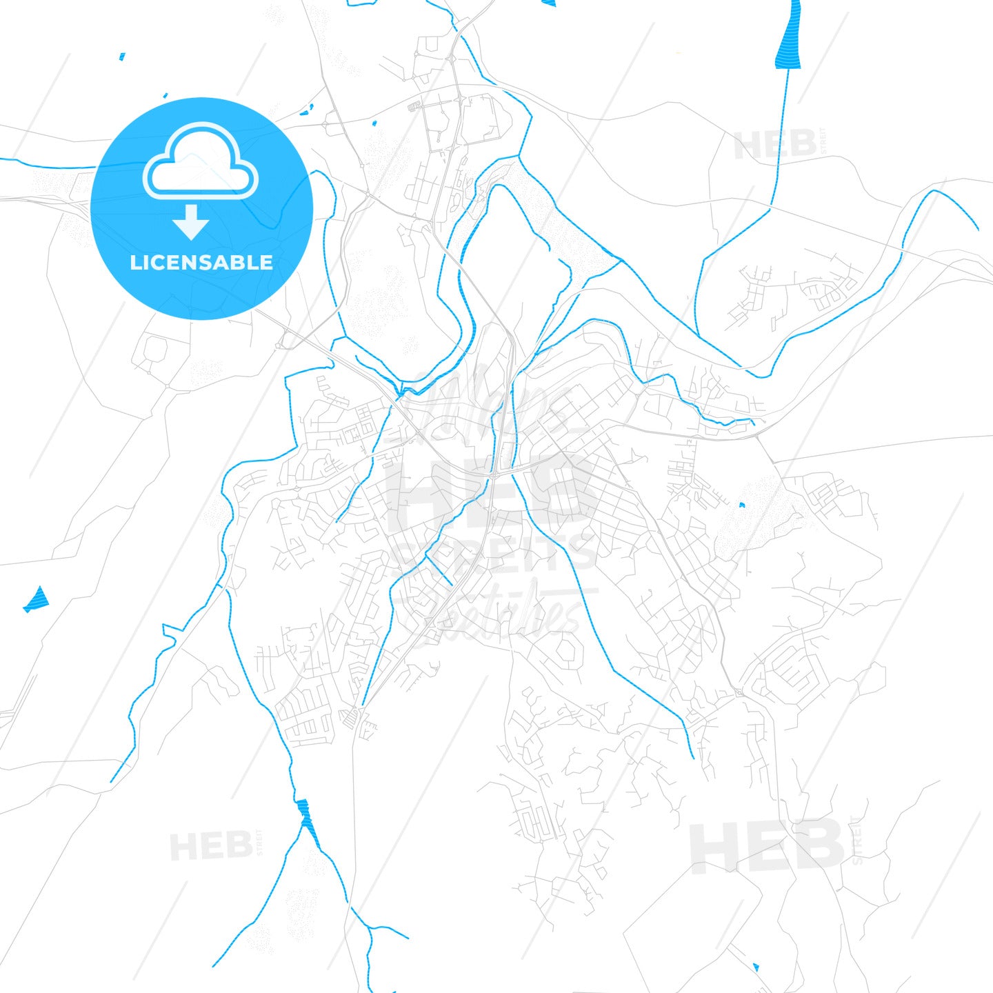 Nelspruit, South Africa PDF vector map with water in focus