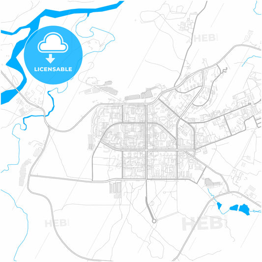 Neryungri, Sakha , Russia, city map with high quality roads.