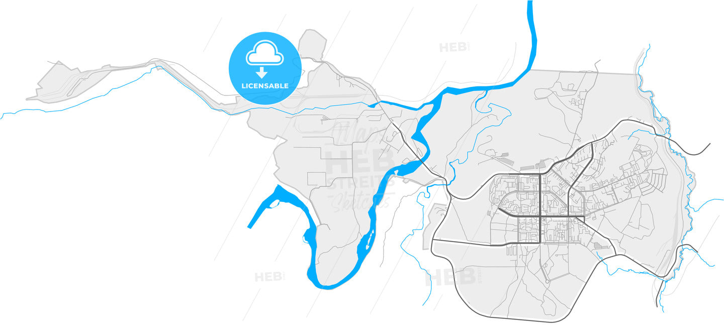 Neryungri, Sakha , Russia, high quality vector map