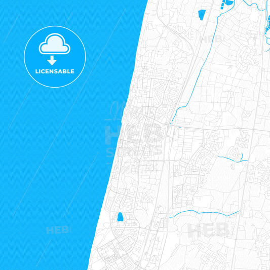 Netanya, Israel PDF vector map with water in focus