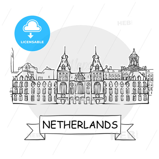 Netherlands hand-drawn urban vector sign – instant download