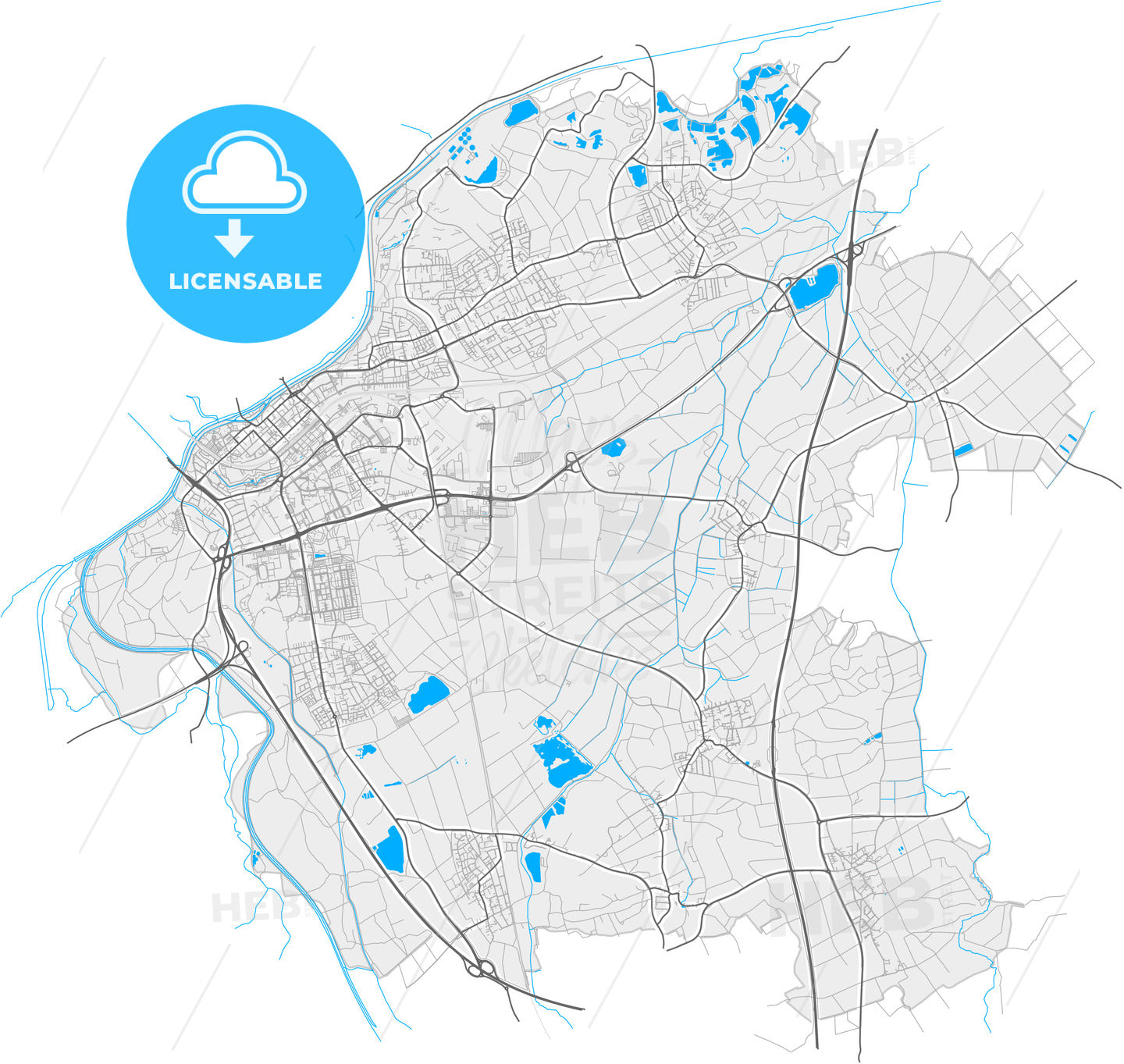 Neu-Ulm, Bavaria, Germany, high quality vector map