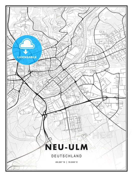 Neu-Ulm, Germany, Modern Print Template in Various Formats - HEBSTREITS Sketches