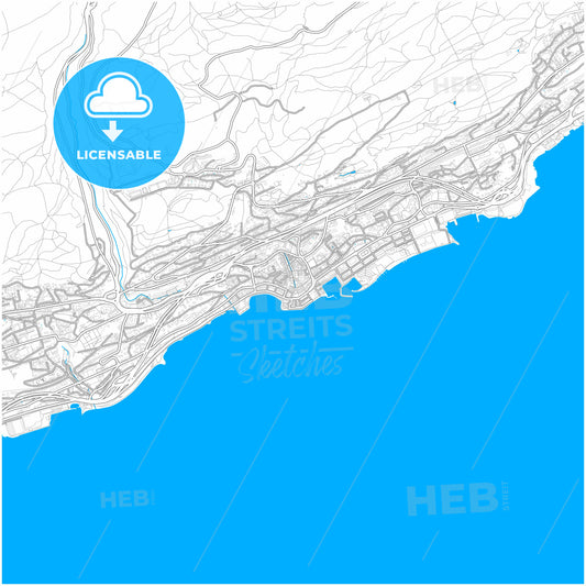 Neuchâtel, Switzerland, city map with high quality roads.