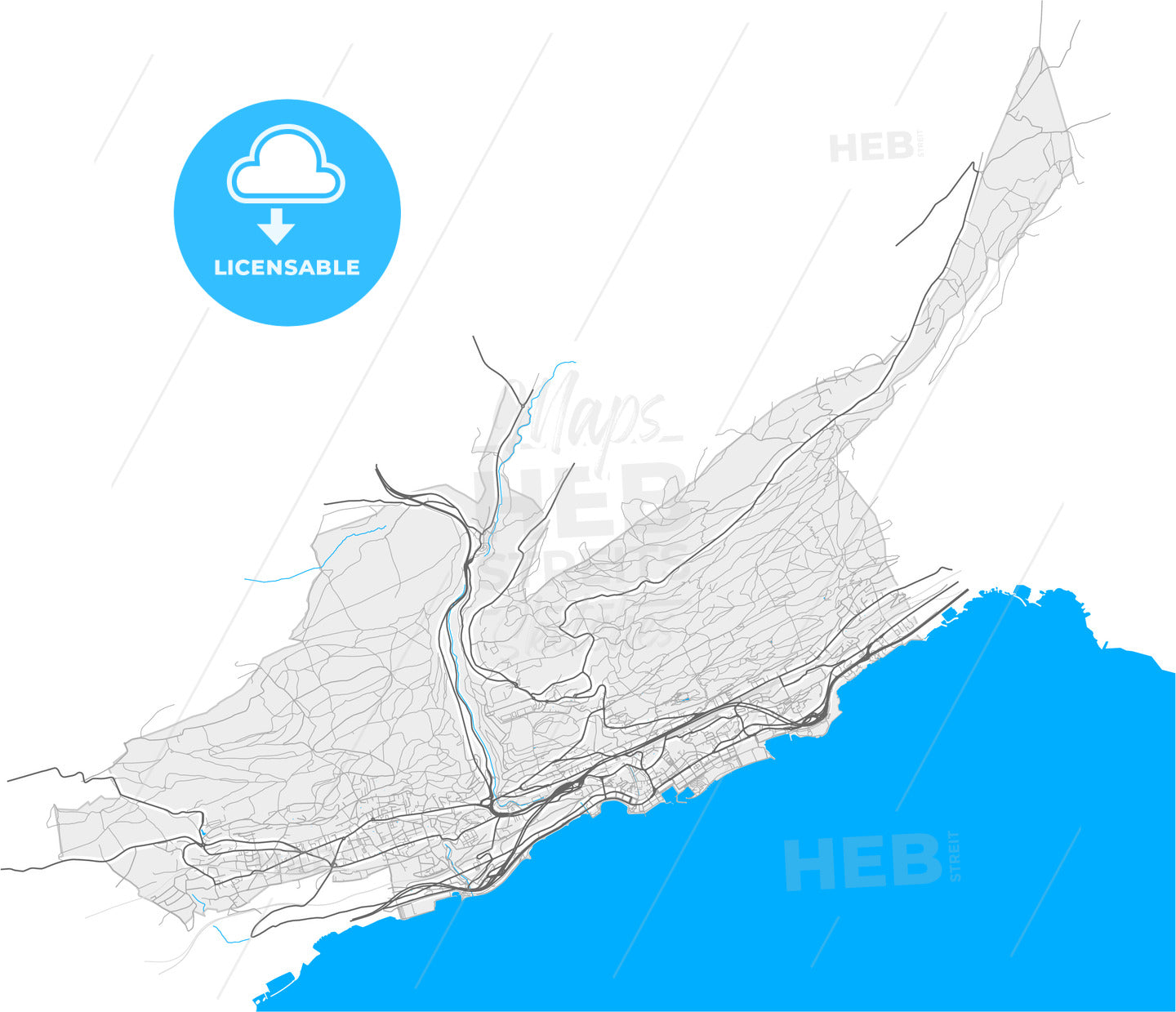 Neuchâtel, Switzerland, high quality vector map