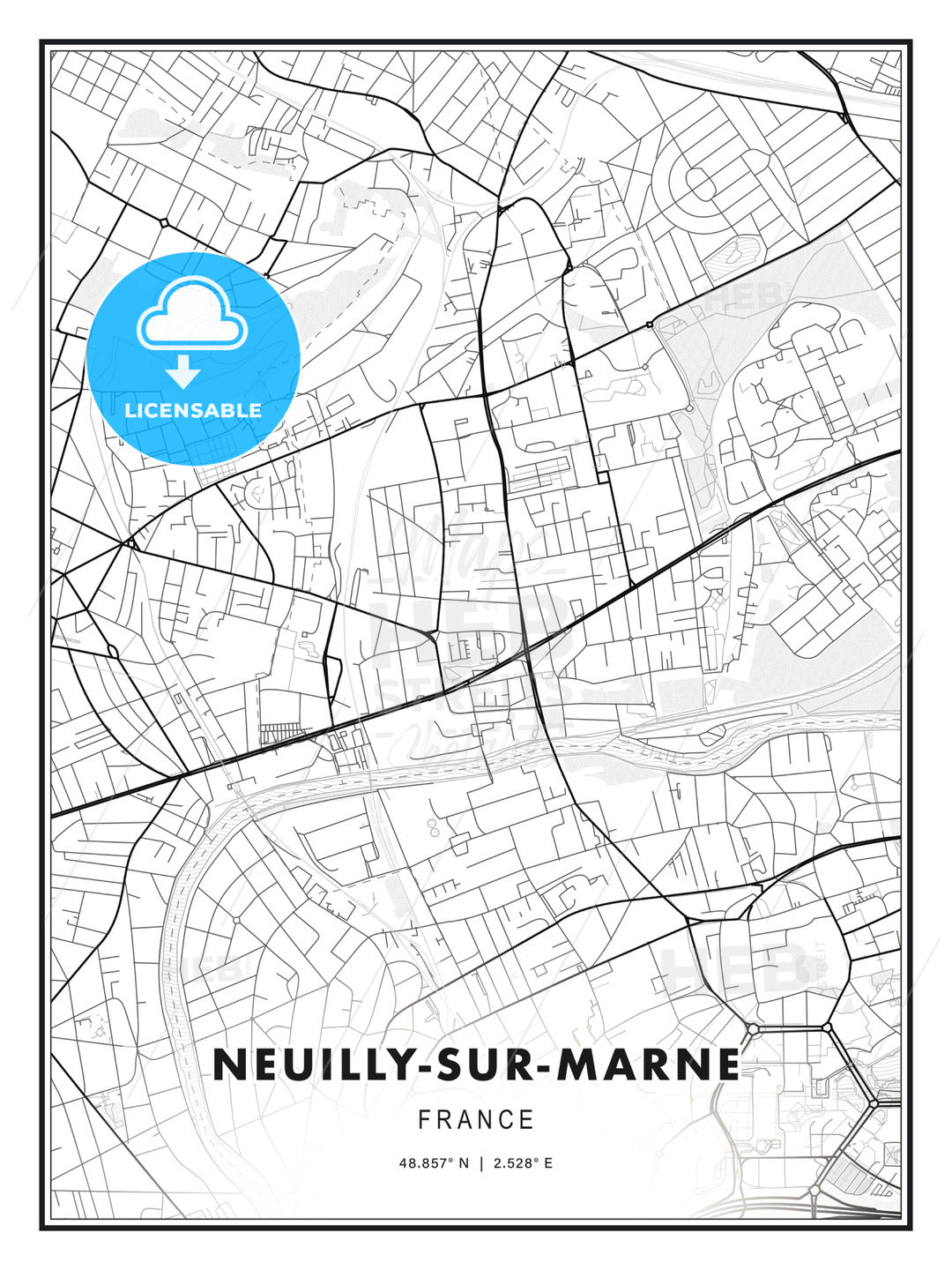 Neuilly-sur-Marne, France, Modern Print Template in Various Formats - HEBSTREITS Sketches