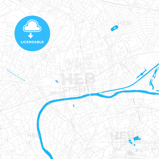 Neuilly-sur-Marne, France PDF vector map with water in focus