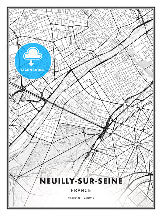 Neuilly-sur-Seine, France, Modern Print Template in Various Formats - HEBSTREITS Sketches