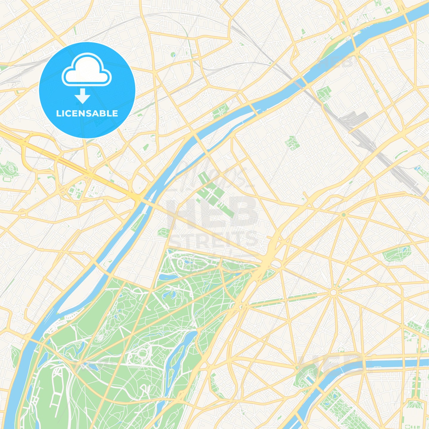 Neuilly-sur-Seine, France Vector Map - Classic Colors