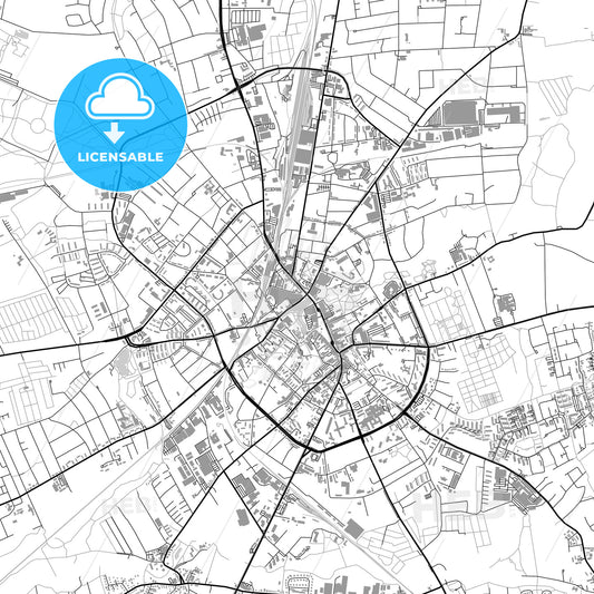 Neumünster, Germany, vector map with buildings