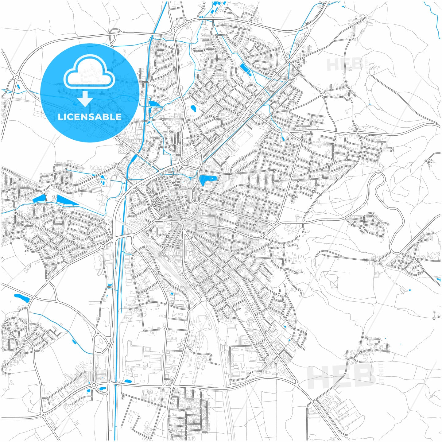 Neumarkt in der Oberpfalz, Bavaria, Germany, city map with high quality roads.