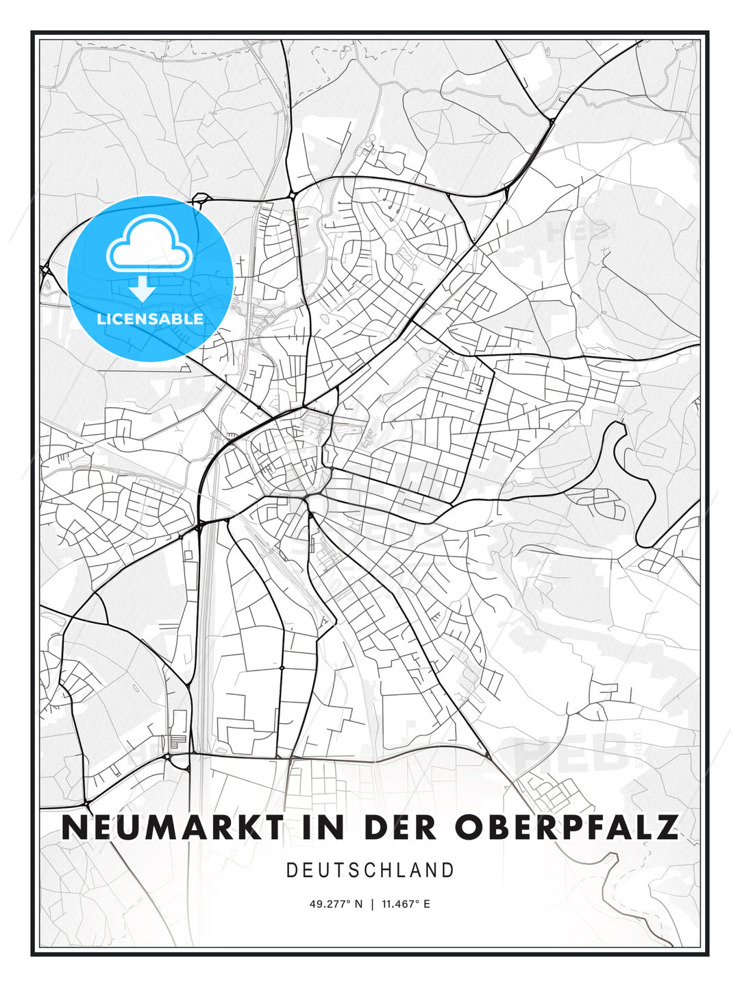 Neumarkt in der Oberpfalz, Germany, Modern Print Template in Various Formats - HEBSTREITS Sketches