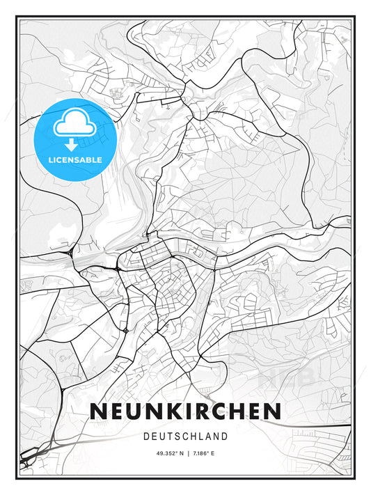Neunkirchen, Germany, Modern Print Template in Various Formats - HEBSTREITS Sketches