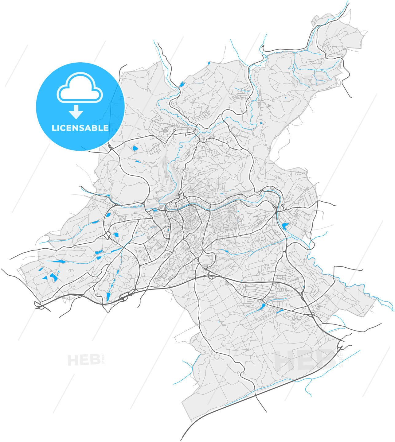 Neunkirchen, Saarland, Germany, high quality vector map