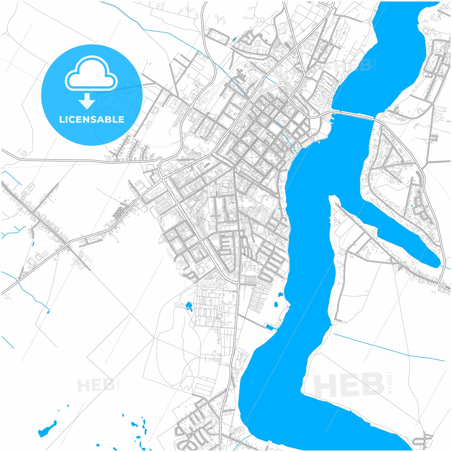 Neuruppin, Brandenburg, Germany, city map with high quality roads.