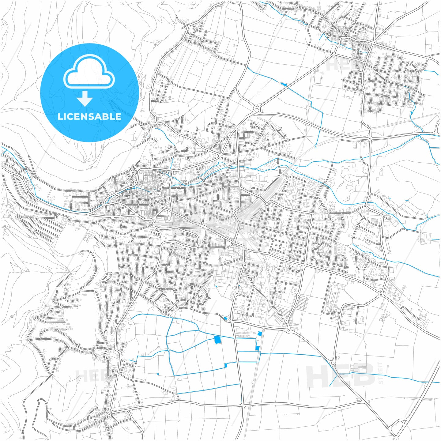 Neustadt an der Weinstraße, Rheinland-Pfalz, Germany, city map with high quality roads.