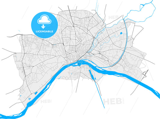 Nevers, Nièvre, France, high quality vector map