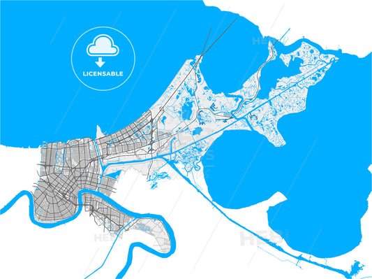 New Orleans, Louisiana, United States, high quality vector map