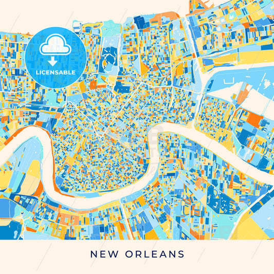 New Orleans colorful map poster template