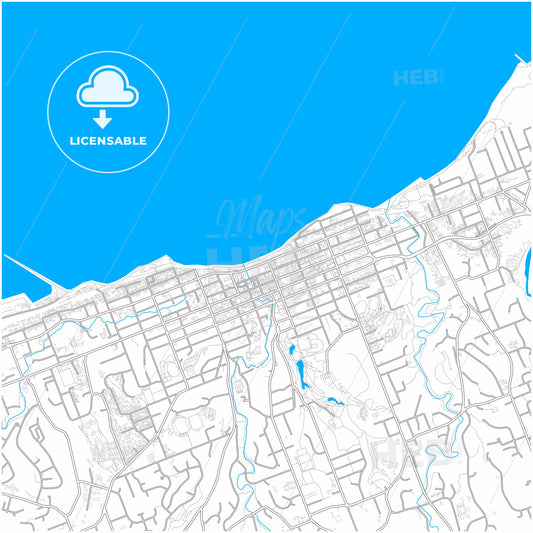 New Plymouth, New Zealand, city map with high quality roads.