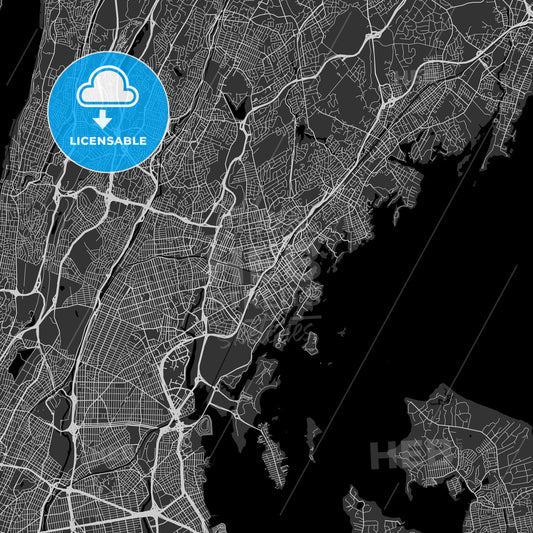New Rochelle, New York - Area Map - Dark