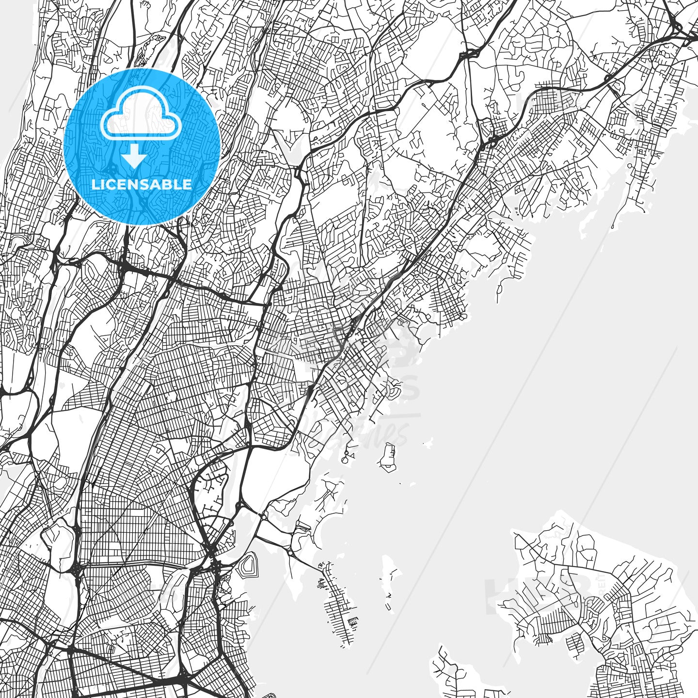 New Rochelle, New York - Area Map - Light