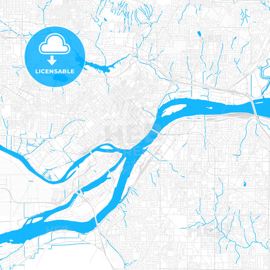 New Westminster, Canada PDF vector map with water in focus