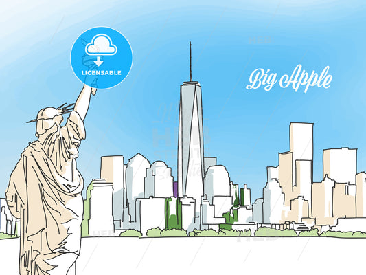 New York Big Apple Panorama Banner – instant download