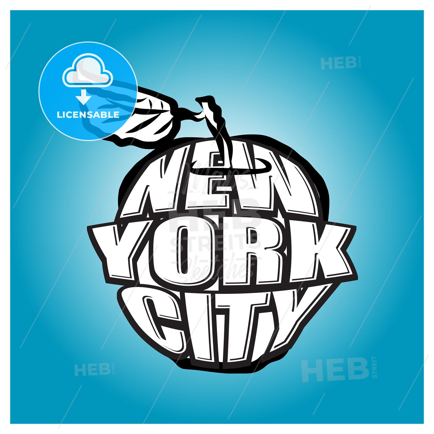 New York City Big Apple Logo – instant download