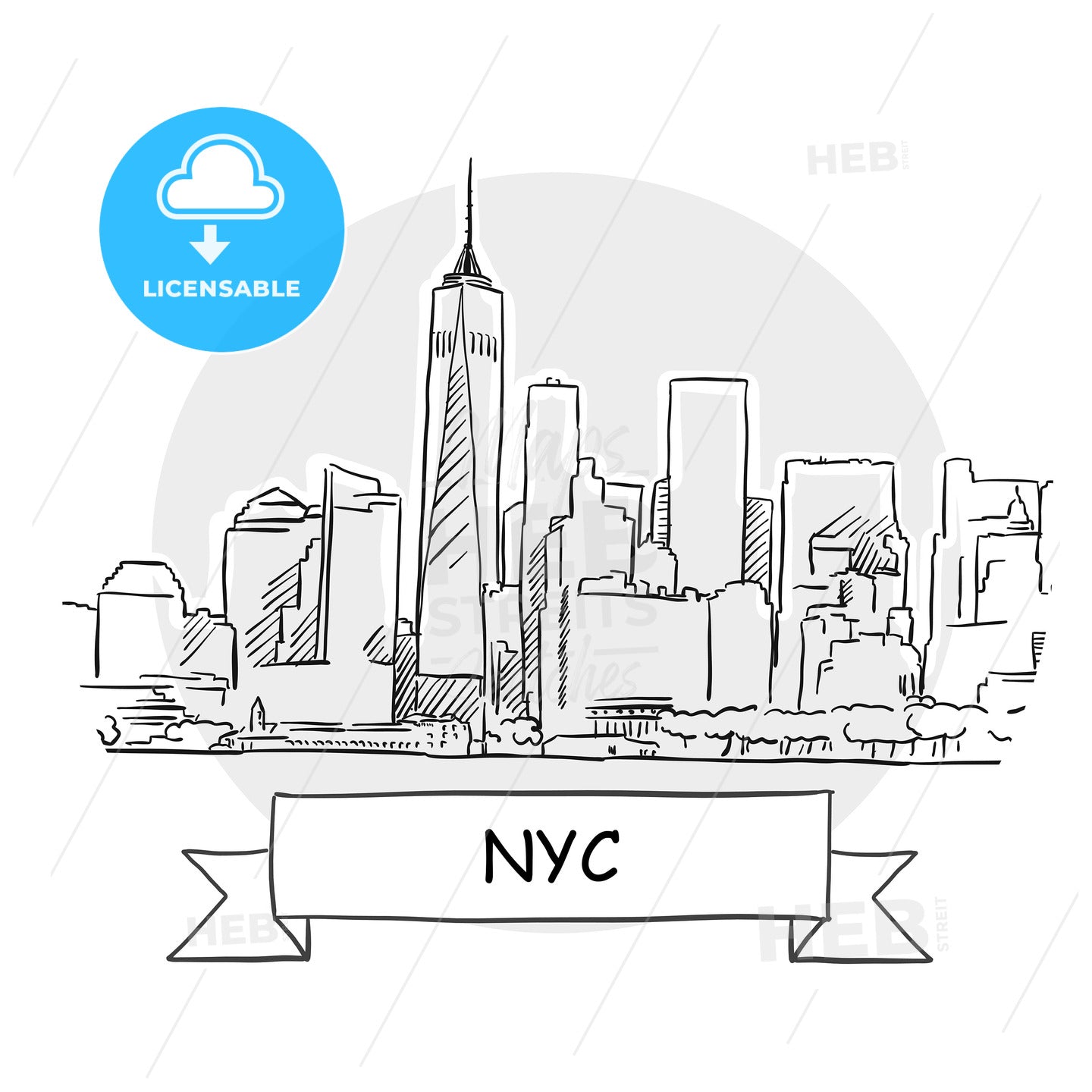New York City Cityscape Vector Sign – instant download