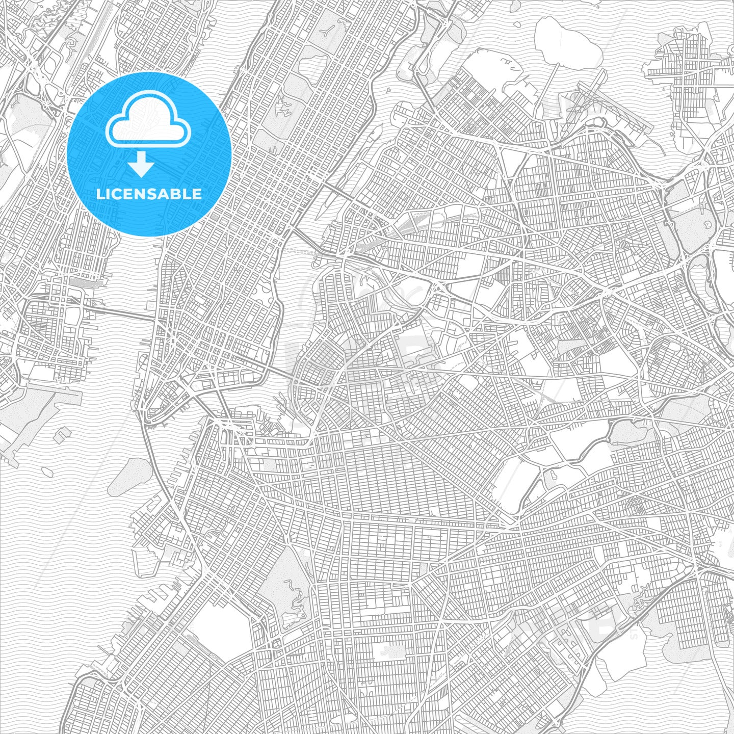 New York City, New York, USA, bright outlined vector map