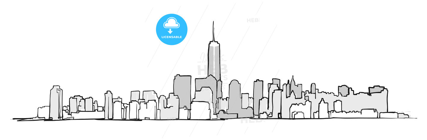 New York City Skyline Drawing – instant download