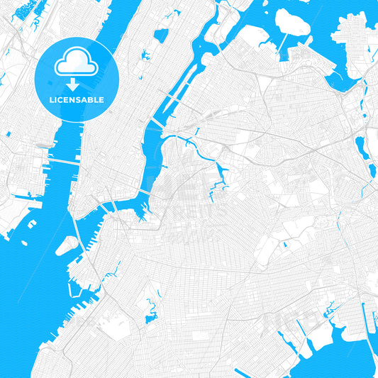 New York City, New York, United States, PDF vector map with water in focus