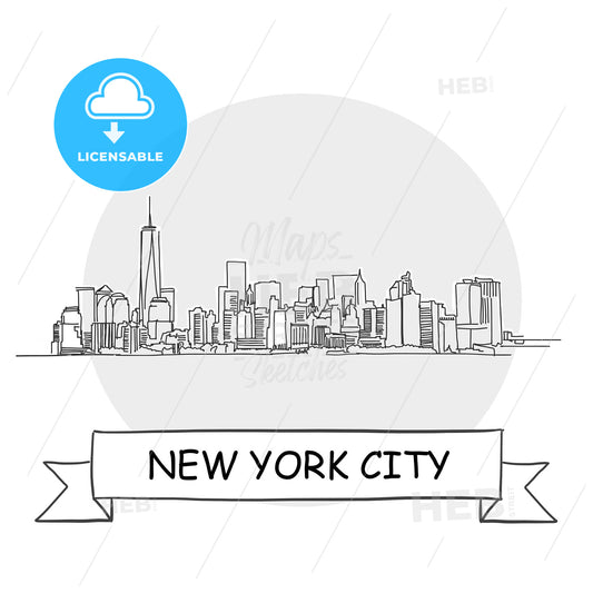 New York City hand-drawn urban vector sign – instant download