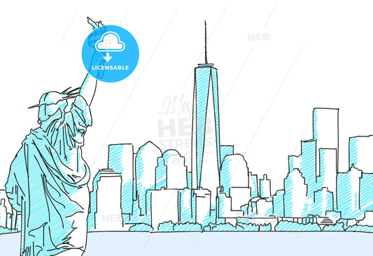 New York Cityscape Sketch – instant download