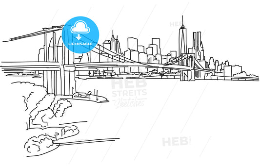 New York Panorama with brooklyn bridge – instant download